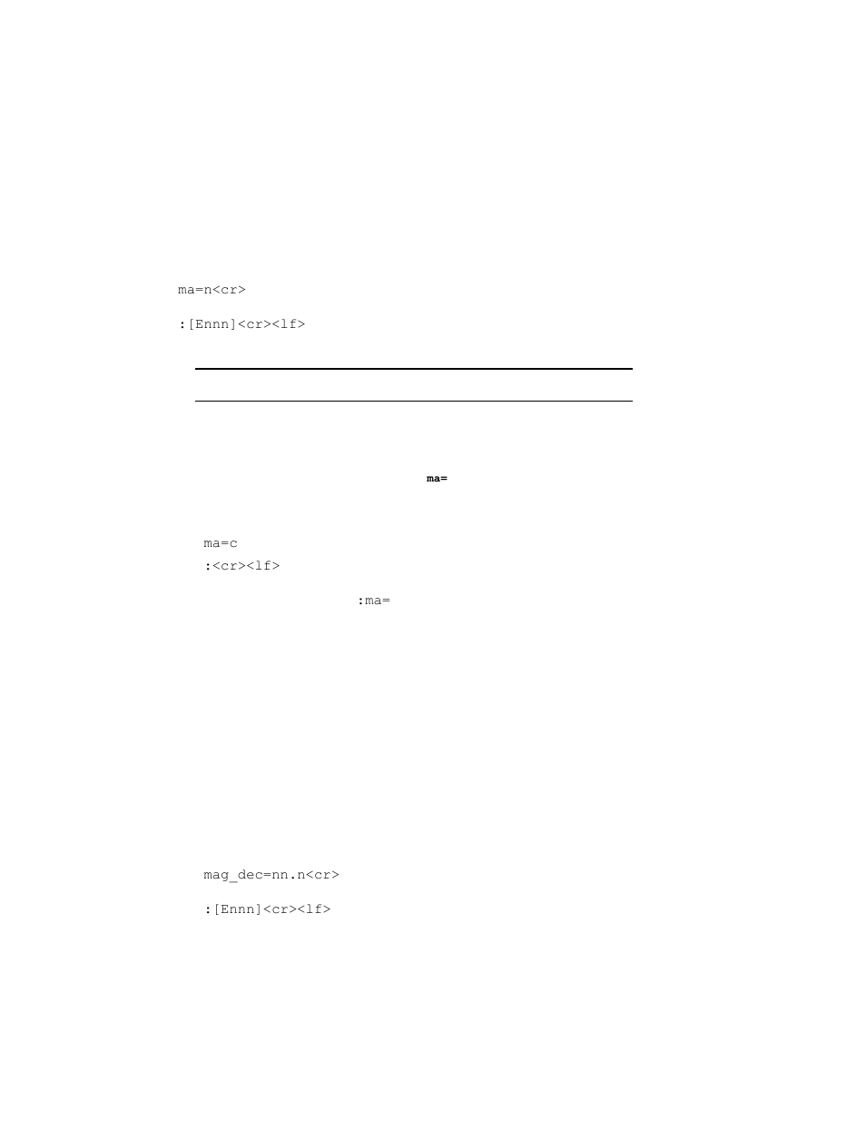 Ma= (select magnetometer output option), Mag_dec= (set declination angle) | PNI TCM 2.6 User Manual | Page 37 / 49