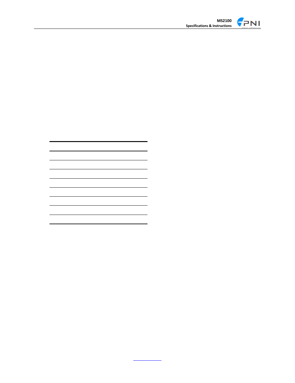 Hardware handshaking line descriptions | PNI MS2100 User Manual | Page 7 / 16