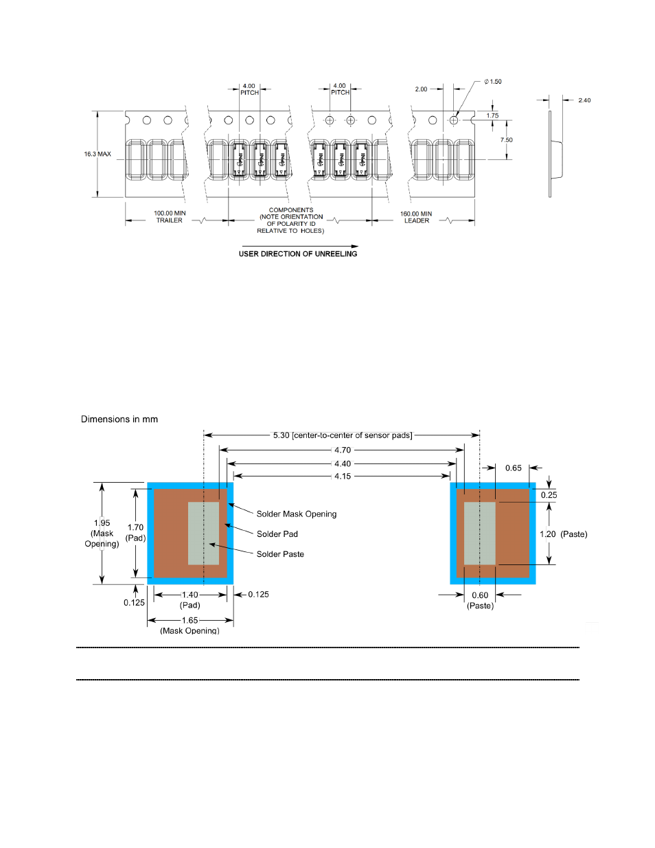 Figure 3-8: sen-xy-f tape and reel dimensions | PNI RM3000-F Sensor Suite User Manual | Page 14 / 46