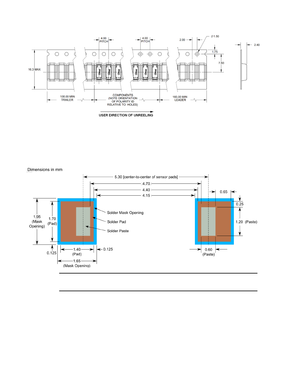 Figure 3-2: sen-xy-f tape and reel dimensions | PNI RM3100 Sensor Suite User Manual | Page 10 / 44