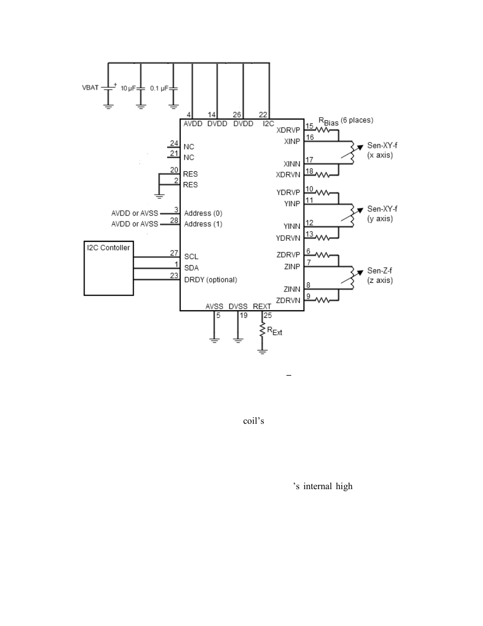 Figure 4-2: rm3100 reference schematic, C configuration | PNI RM3100 Sensor Suite User Manual | Page 17 / 44