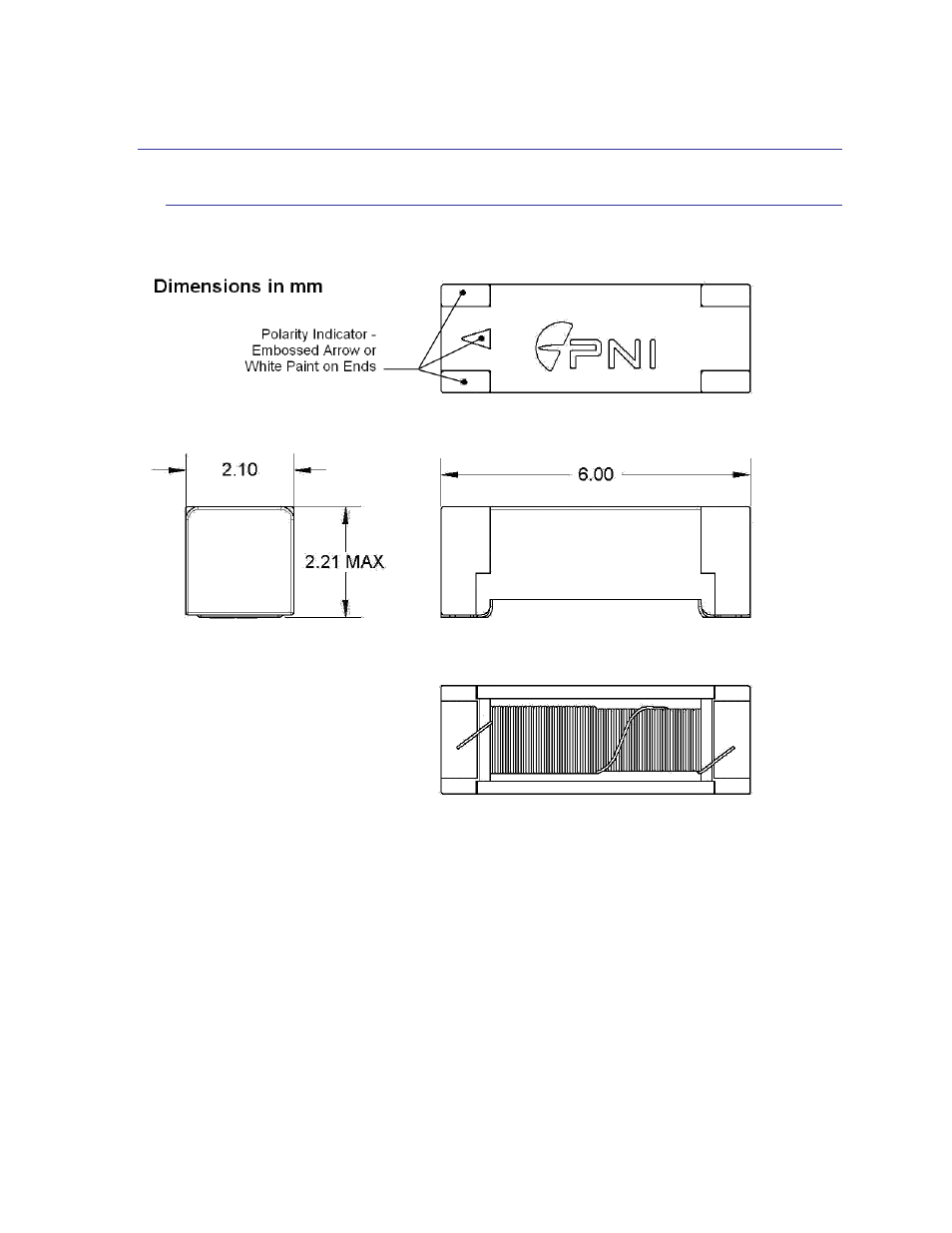 4 dimensions, packaging, and pad & mask layout, 1 sen-xy-f, Dimensions, packaging, and pad & mask layout | Sen-xy-f, Figure 3-1: sen-xy-f sensor dimensions | PNI RM3100 Sensor Suite User Manual | Page 9 / 44