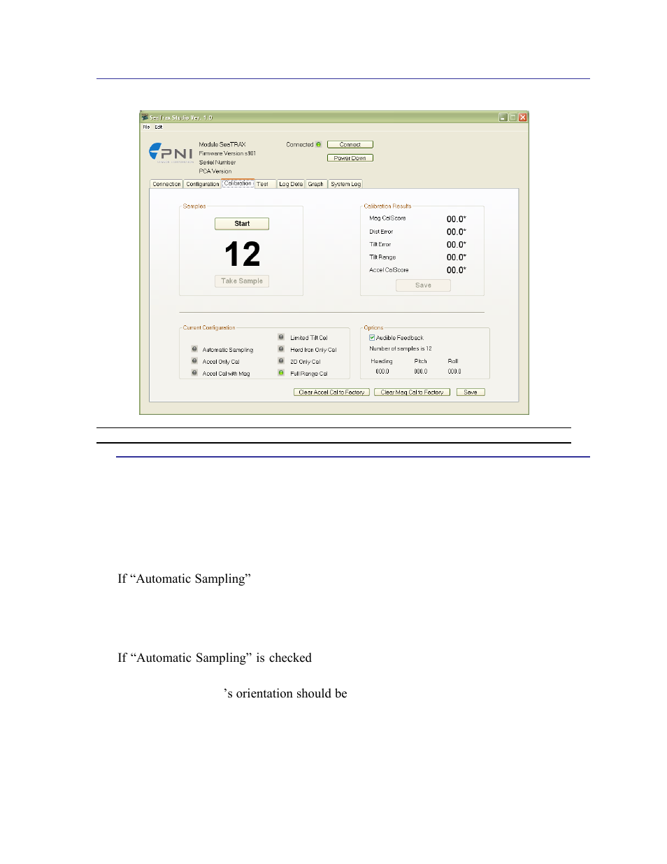 Calibration tab, Samples, On 6.4 | 4 calibration tab | PNI SeaTRAX User Manual | Page 32 / 77