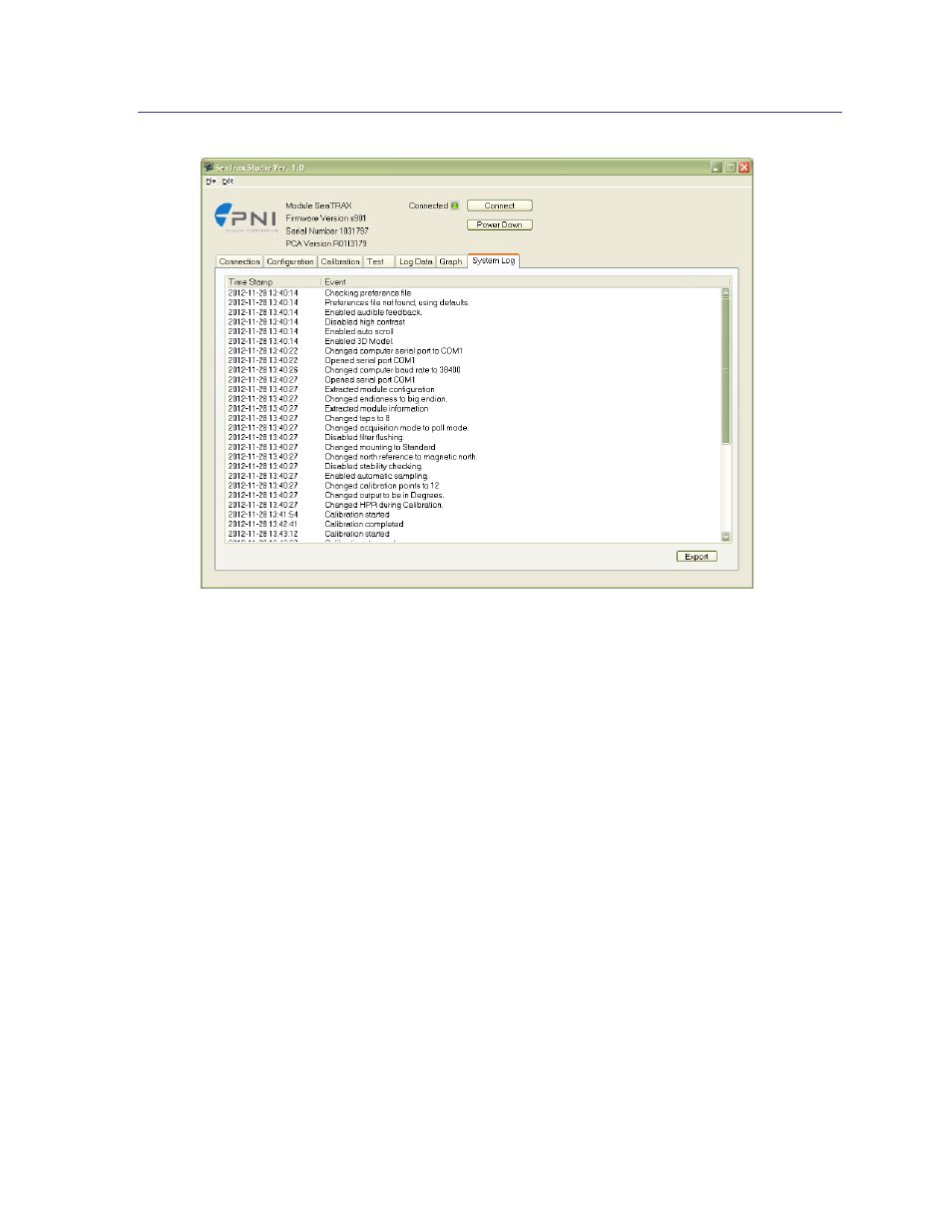 System log tab, 8 system log tab | PNI SeaTRAX User Manual | Page 39 / 77