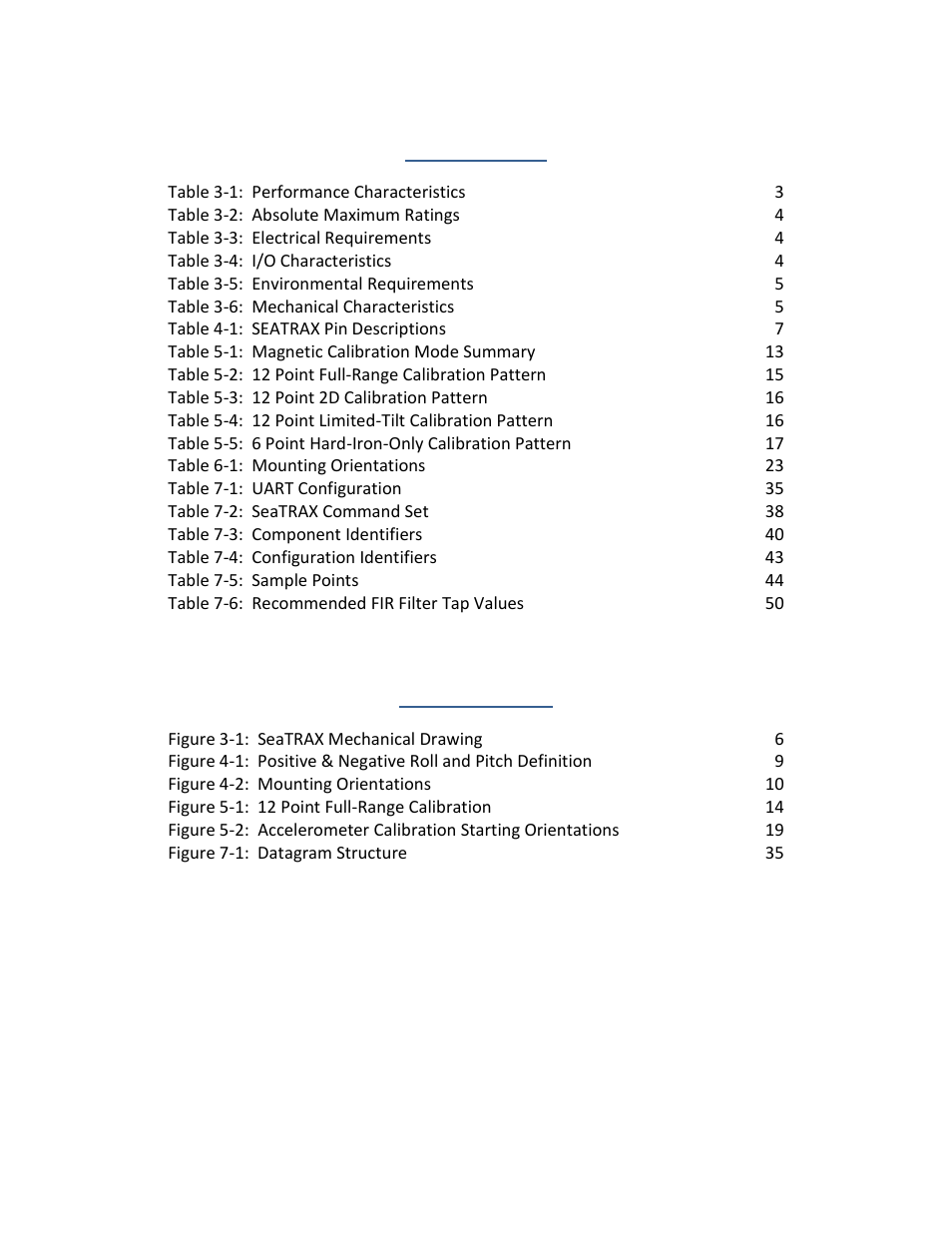 List of tables, List of figures | PNI SeaTRAX User Manual | Page 5 / 77