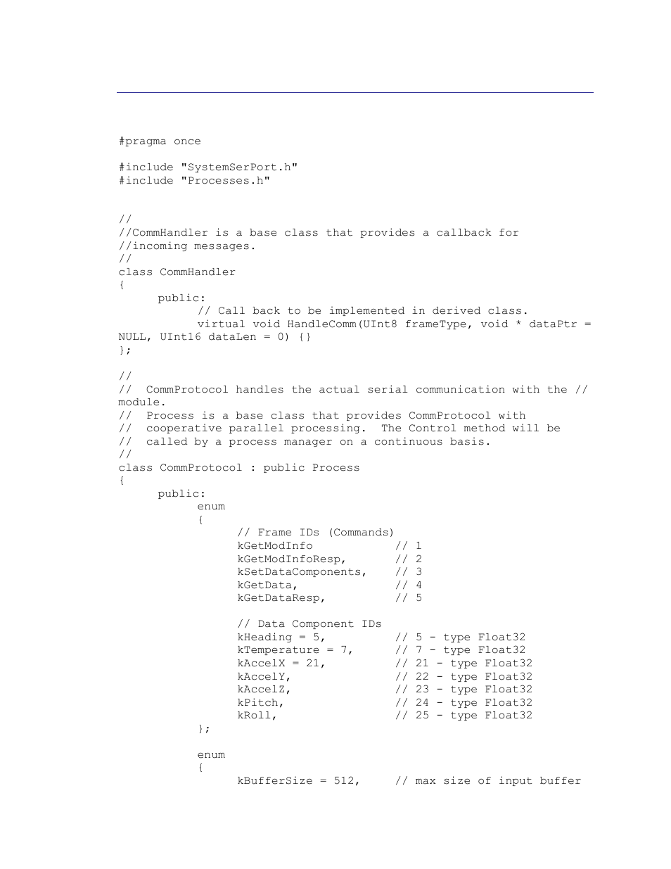 Commprotocol.h file, 2 commprotocol.h file | PNI SeaTRAX User Manual | Page 66 / 77