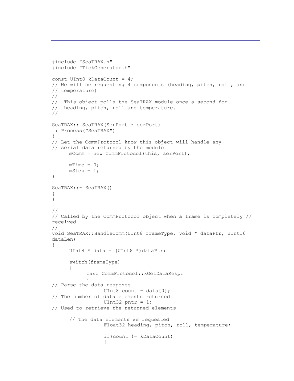 Seatrax.cpp file, 5 seatrax.cpp file | PNI SeaTRAX User Manual | Page 73 / 77