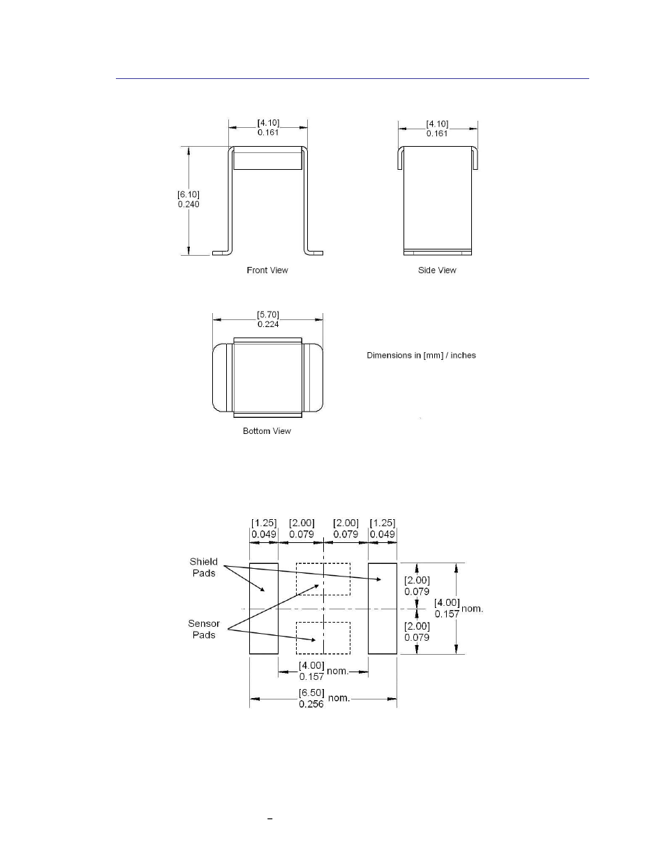 Sen-z shield dimensions & packaging, Figure 3-13: sen-z shield sensor dimensions, Figure 3-14: sen-z shield solder pad layout | 3 sen-z shield dimensions & packaging | PNI RM3000 Sensor Suites User Manual | Page 16 / 41