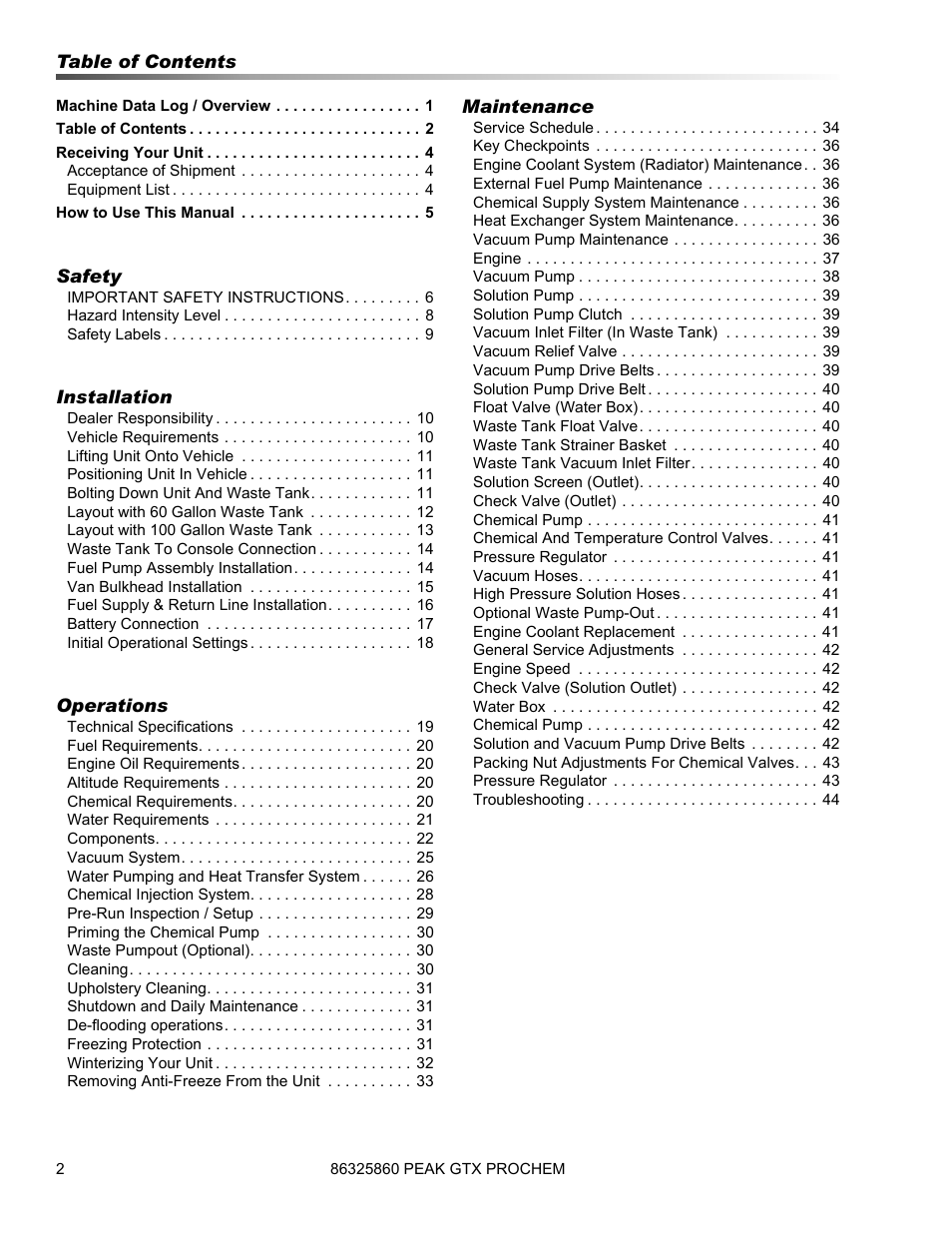 Prochem Peak GTX User Manual | Page 4 / 140