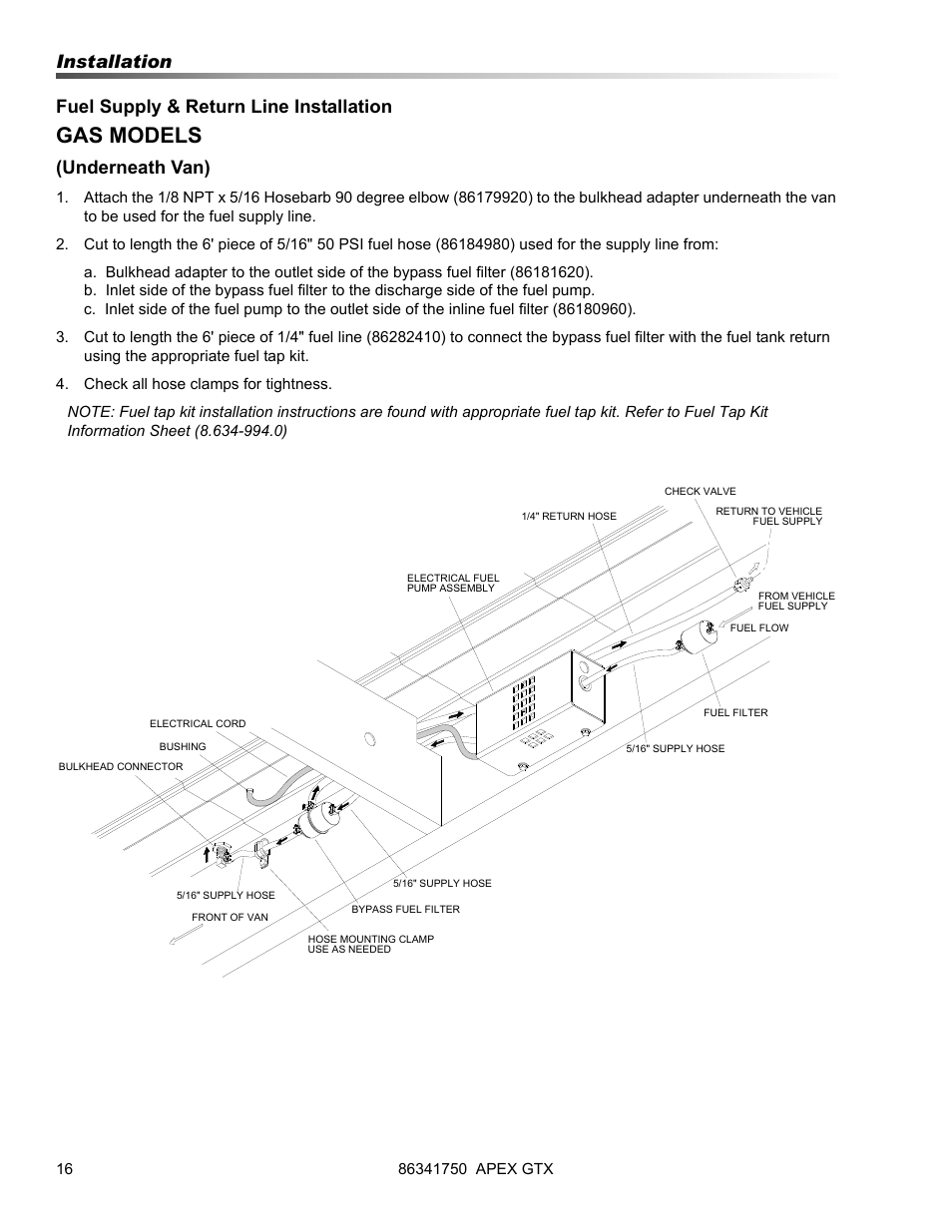 Gas models, Underneath van) | Prochem Apex GTX User Manual | Page 18 / 166