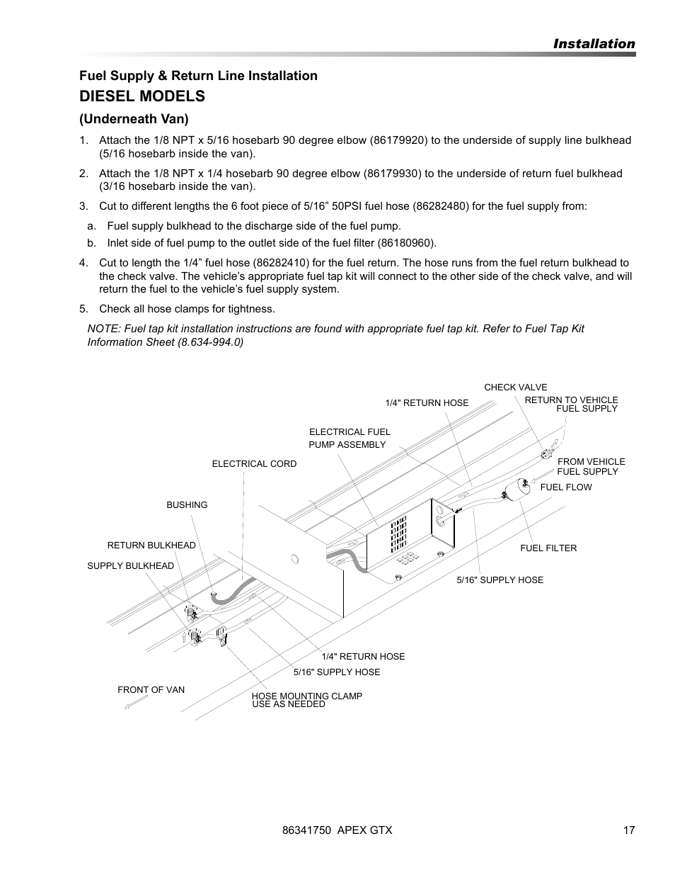 Diesel models, Underneath van) | Prochem Apex GTX User Manual | Page 19 / 166