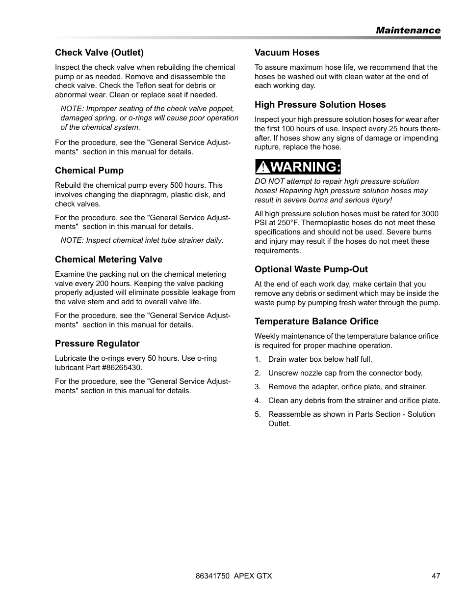 Prochem Apex GTX User Manual | Page 49 / 166