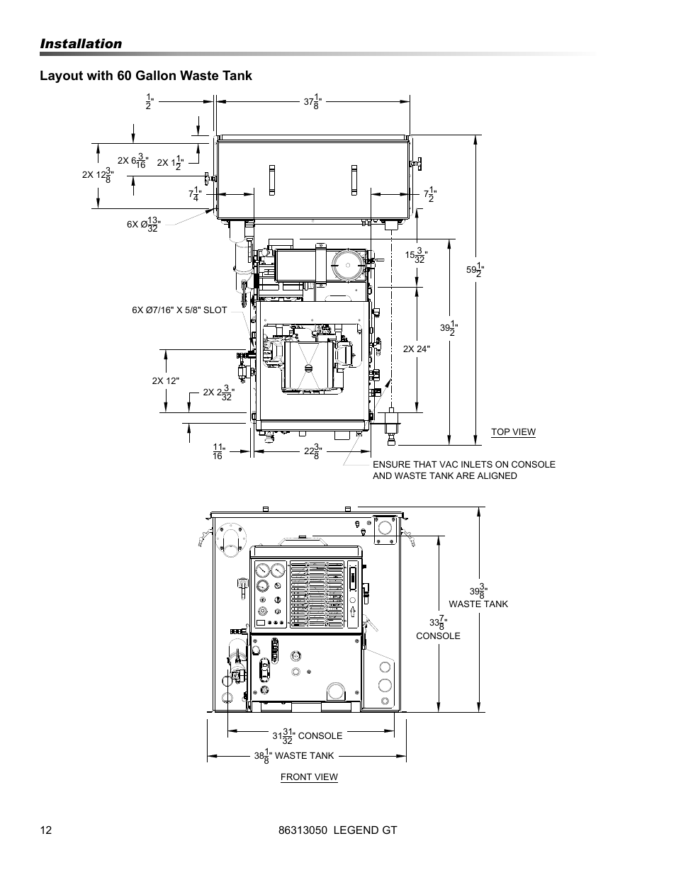 Installation layout with 60 gallon waste tank | Prochem Legend GT User Manual | Page 14 / 134
