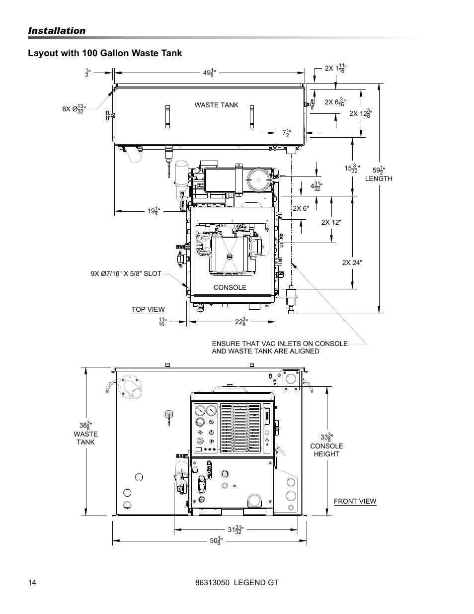 Installation layout with 100 gallon waste tank | Prochem Legend GT User Manual | Page 16 / 134