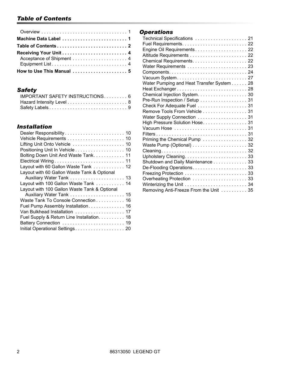 Prochem Legend GT User Manual | Page 4 / 134