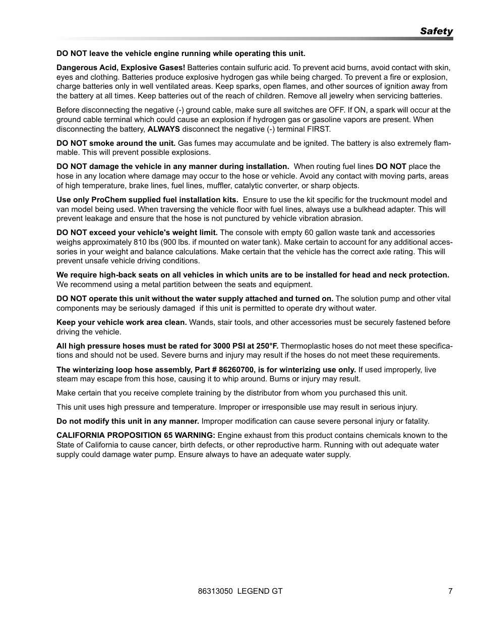 Prochem Legend GT User Manual | Page 9 / 134