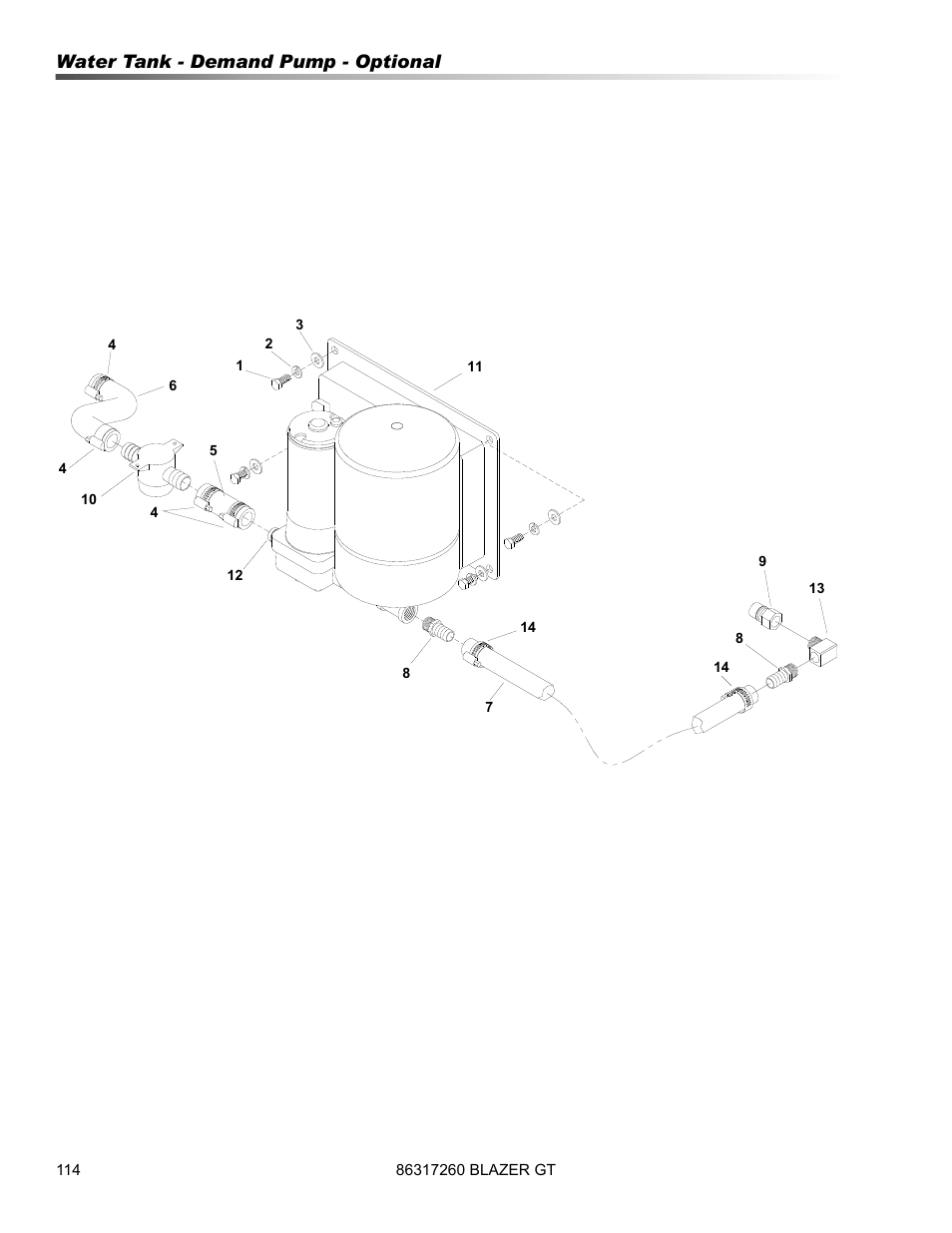 Water tank - demand pump - optional | Prochem Blazer GT User Manual | Page 116 / 132