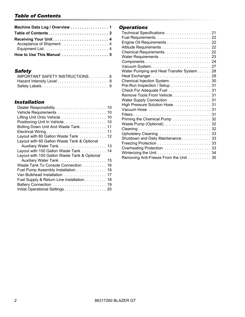Prochem Blazer GT User Manual | Page 4 / 132