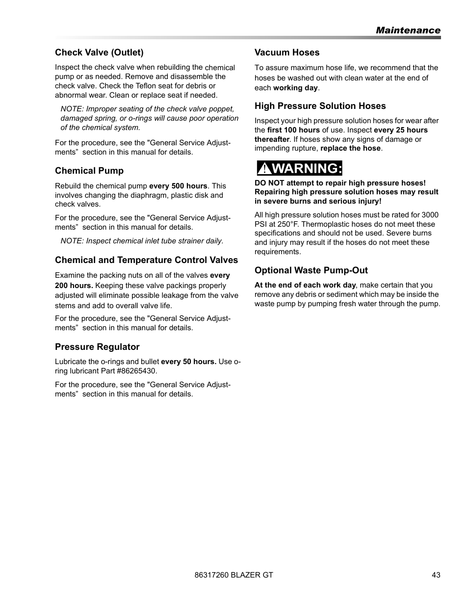 Prochem Blazer GT User Manual | Page 45 / 132