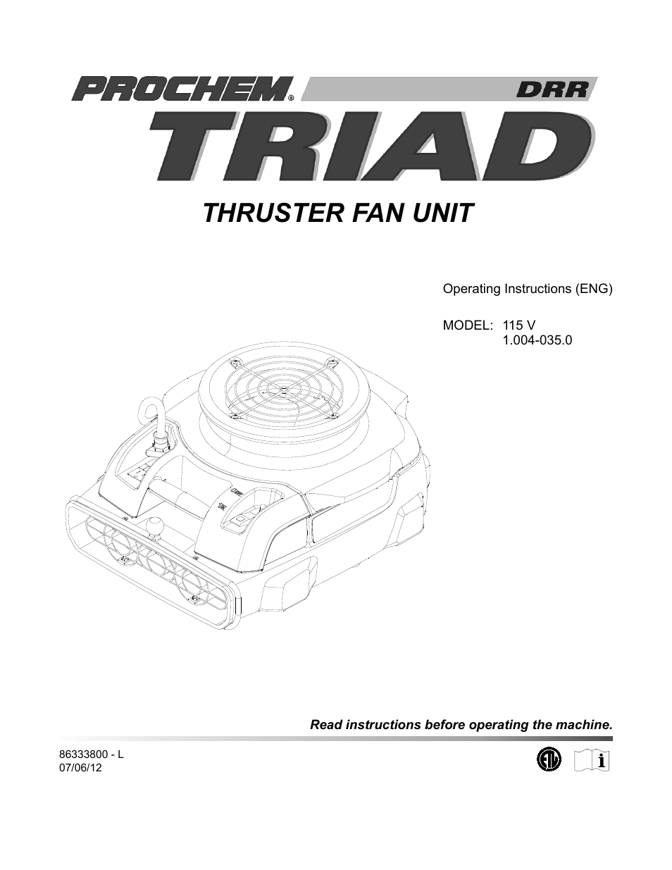 Prochem Triad Air Mover User Manual | 30 pages