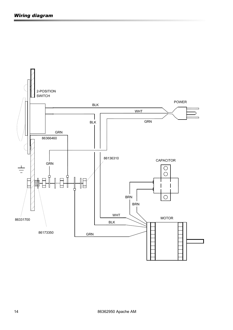 Wiring diagram | Prochem Apache Air Mover User Manual | Page 14 / 14