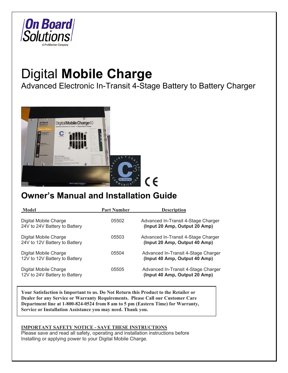 ProMariner Digital Mobile Charge Battery User Manual | 11 pages