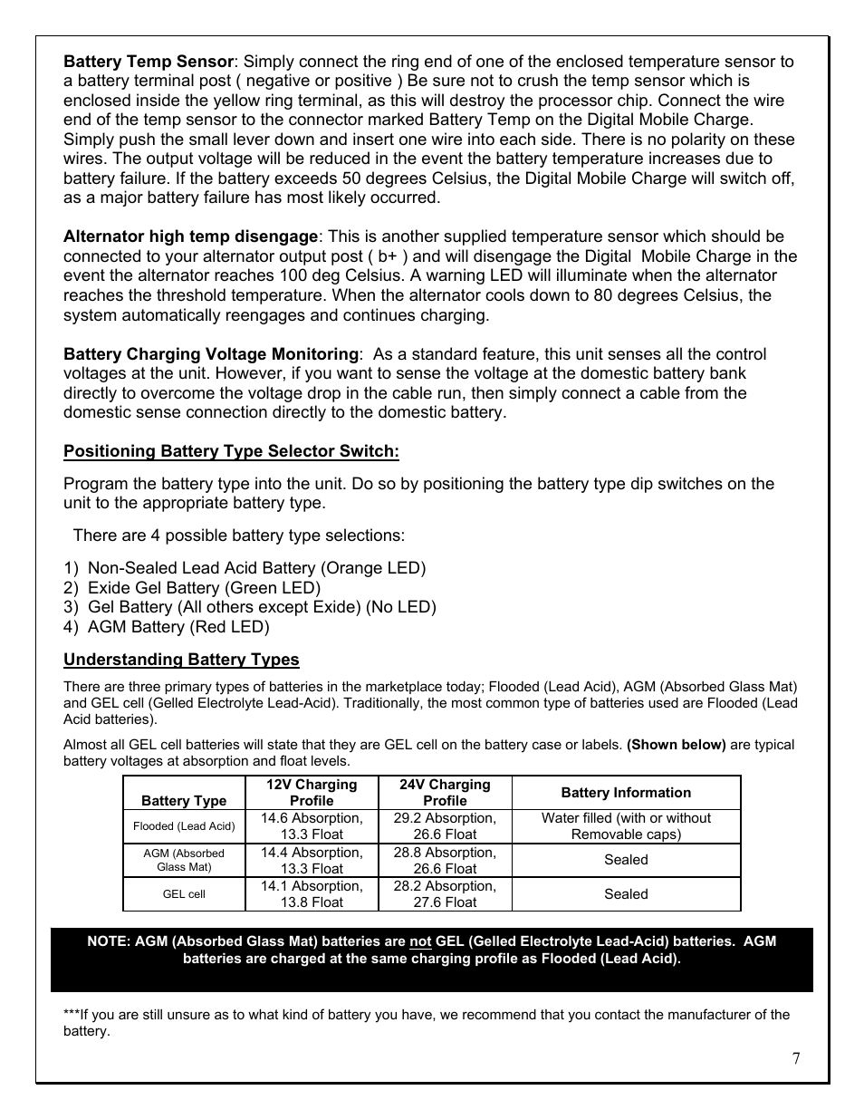 There are 4 possible battery type selections, Understanding battery types | ProMariner Digital Mobile Charge Battery User Manual | Page 7 / 11