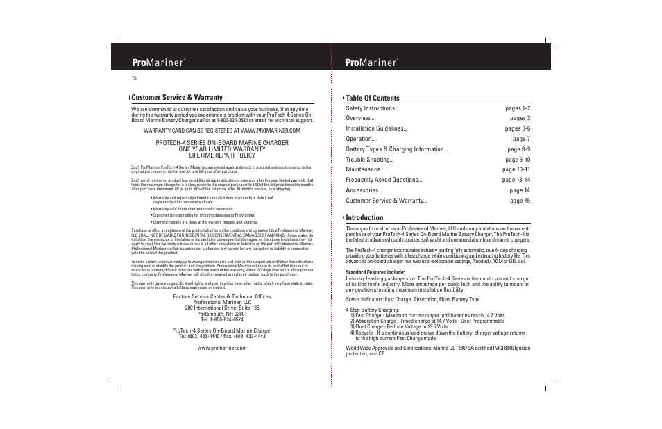 ProMariner ProTech-4 User Manual | Page 2 / 18