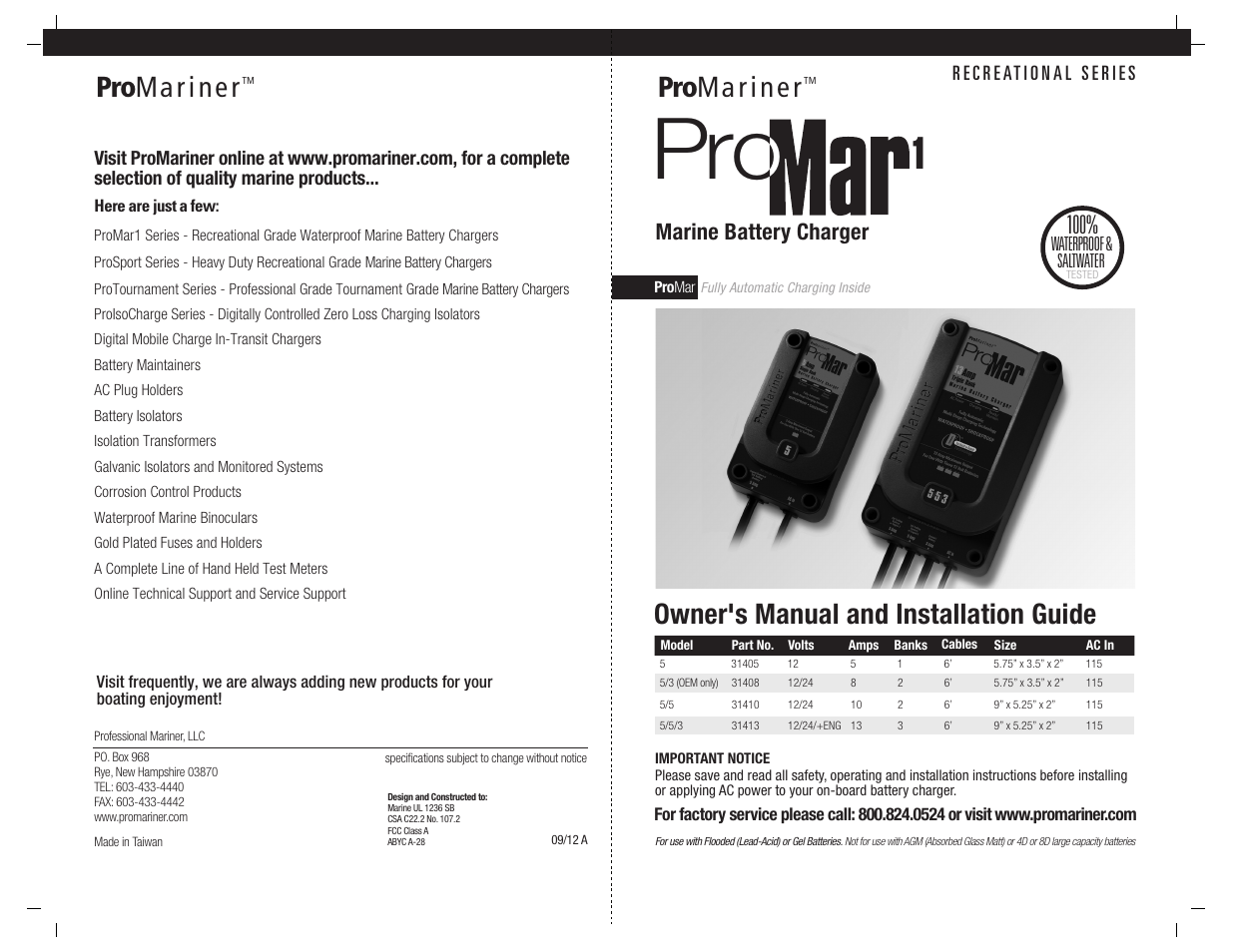 ProMariner ProMar1 User Manual | 11 pages