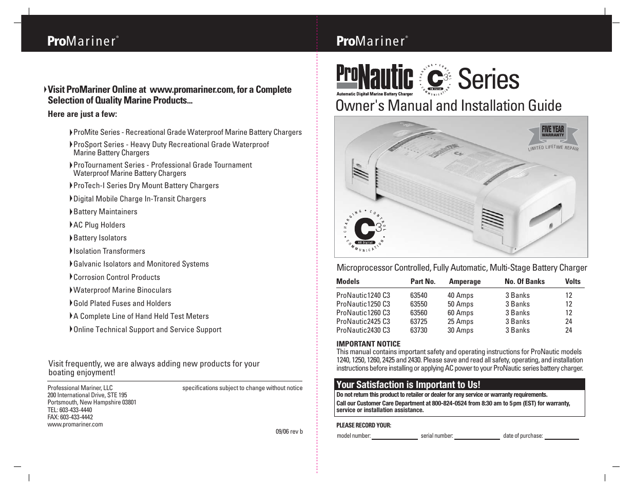 ProMariner ProNautic C3 User Manual | 9 pages