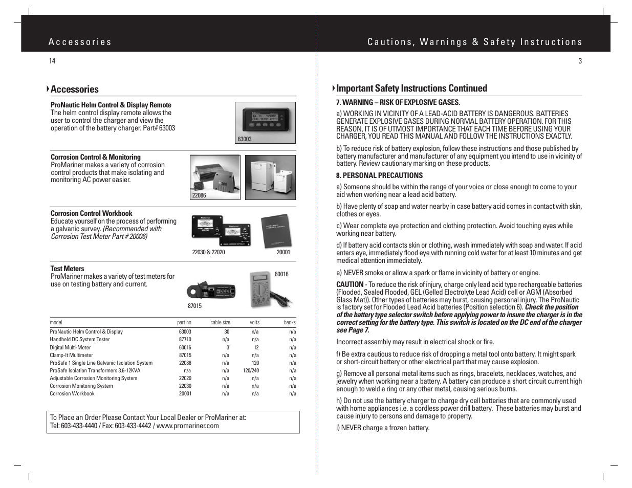 Important safety instructions continued, Accessories | ProMariner ProNautic C3 User Manual | Page 4 / 9
