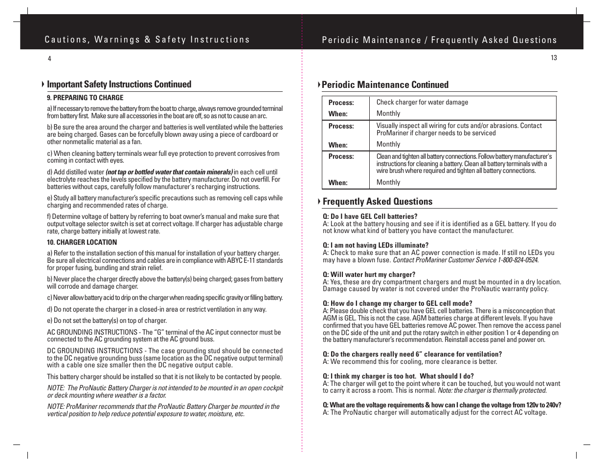 Important safety instructions continued | ProMariner ProNautic C3 User Manual | Page 5 / 9