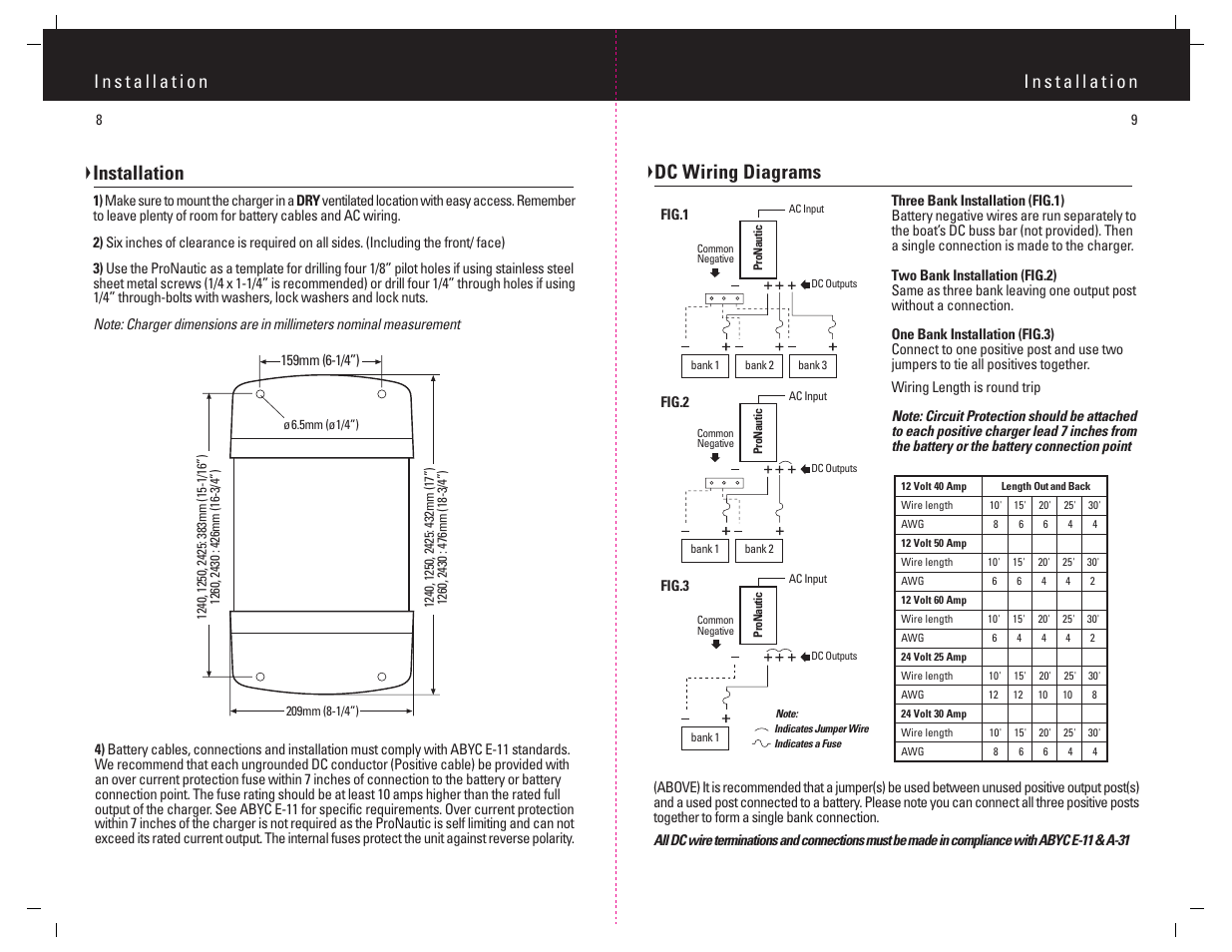 Dc wiring diagrams, Installation | ProMariner ProNautic C3 User Manual | Page 9 / 9