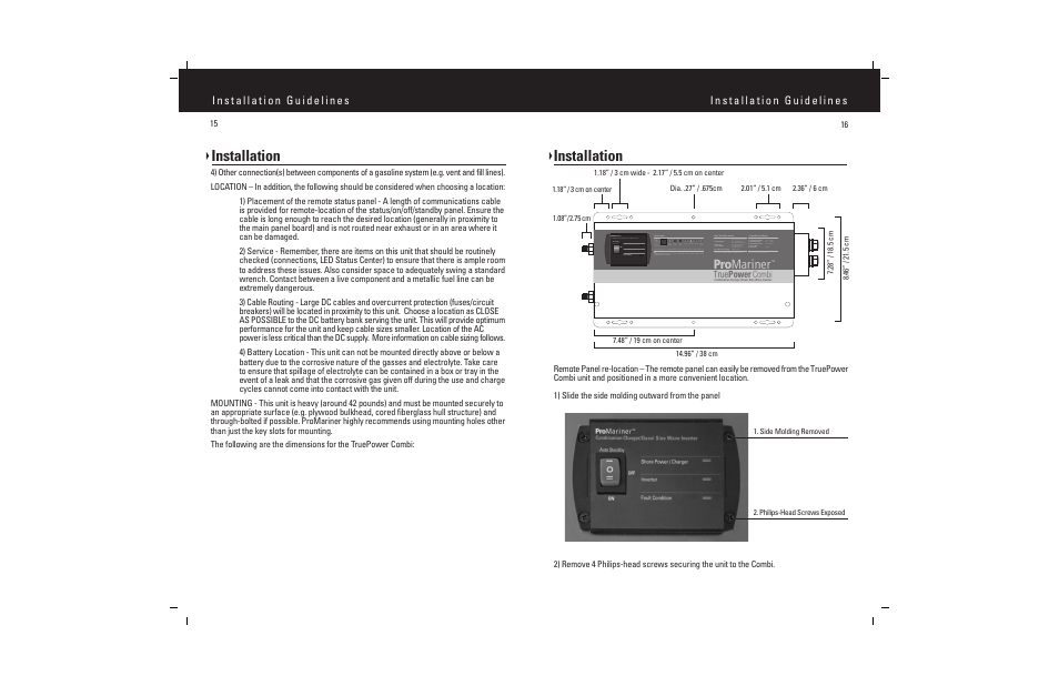 Installation, Pro mariner, True power combi | ProMariner Combi Inverter Charger User Manual | Page 10 / 19