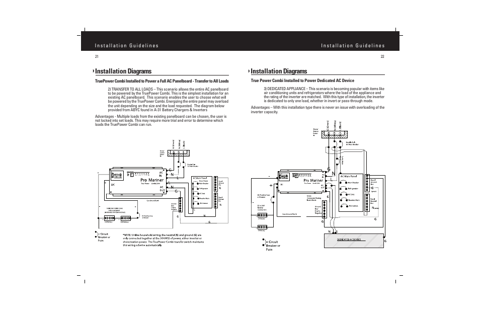 Installation diagrams | ProMariner Combi Inverter Charger User Manual | Page 13 / 19