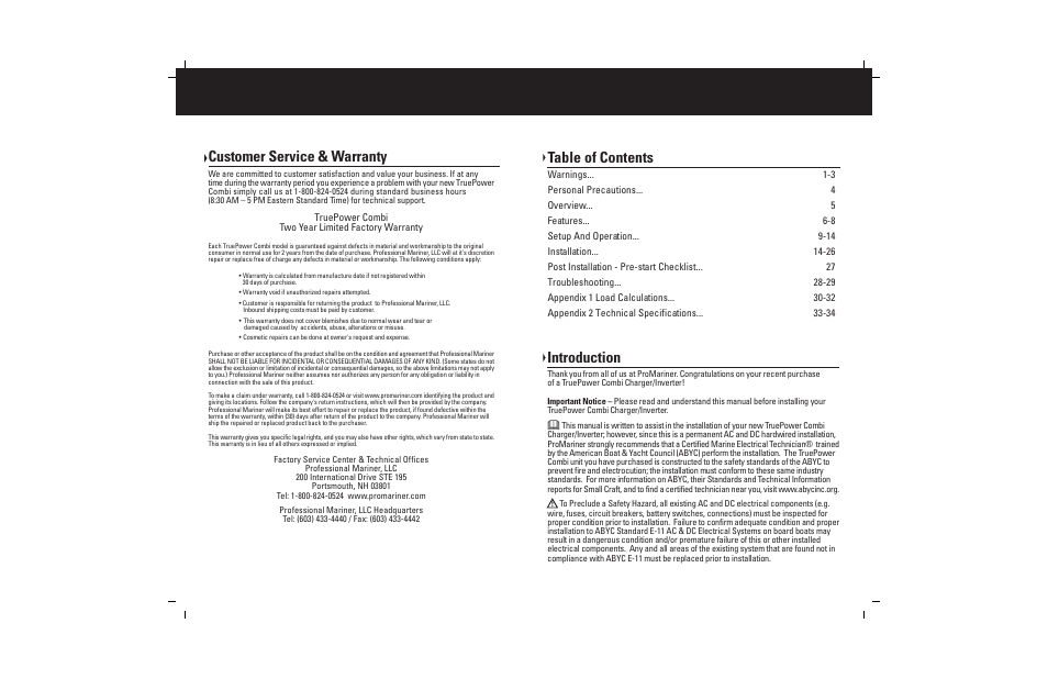 ProMariner Combi Inverter Charger User Manual | Page 2 / 19