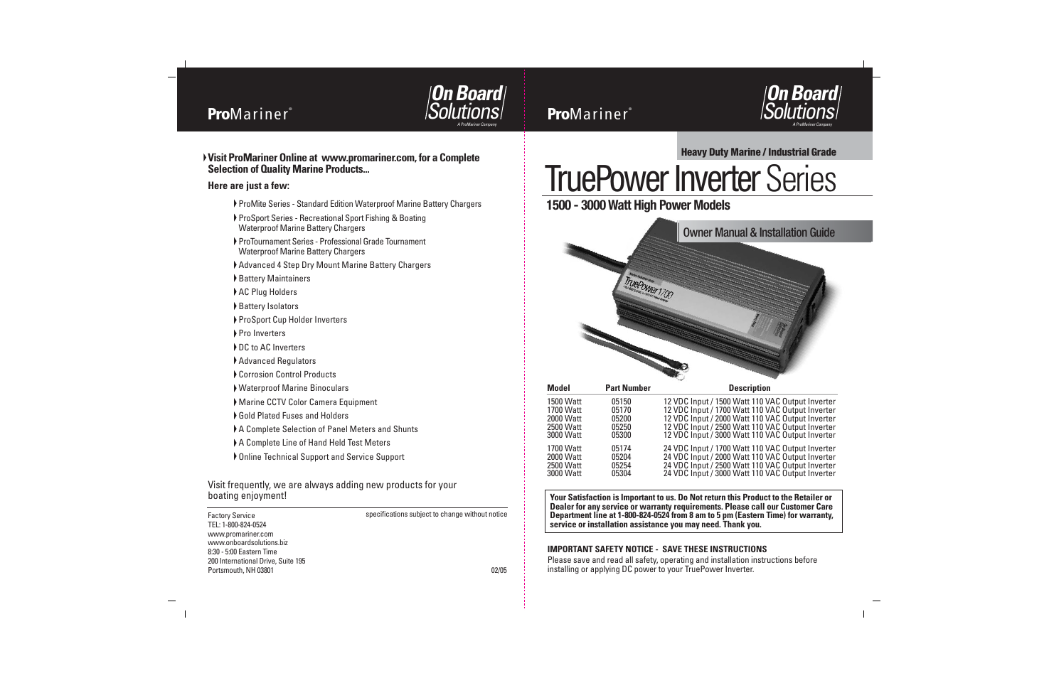 ProMariner TruePower 1500-3000 User Manual | 11 pages