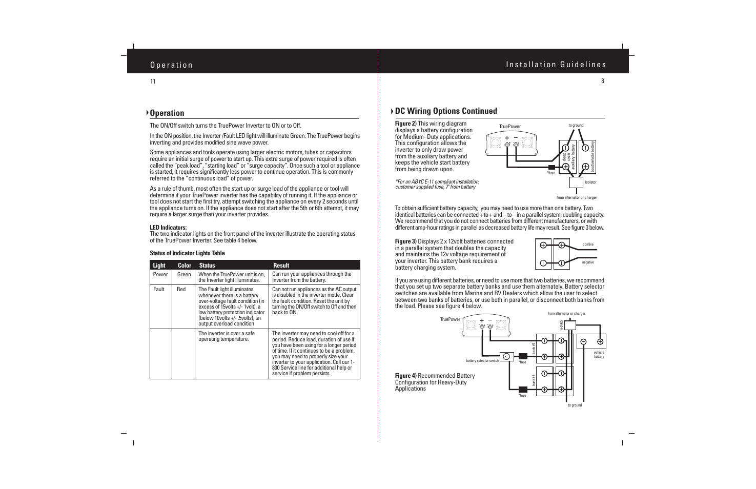 Operation, Dc wiring options continued | ProMariner TruePower 1500-3000 User Manual | Page 10 / 11