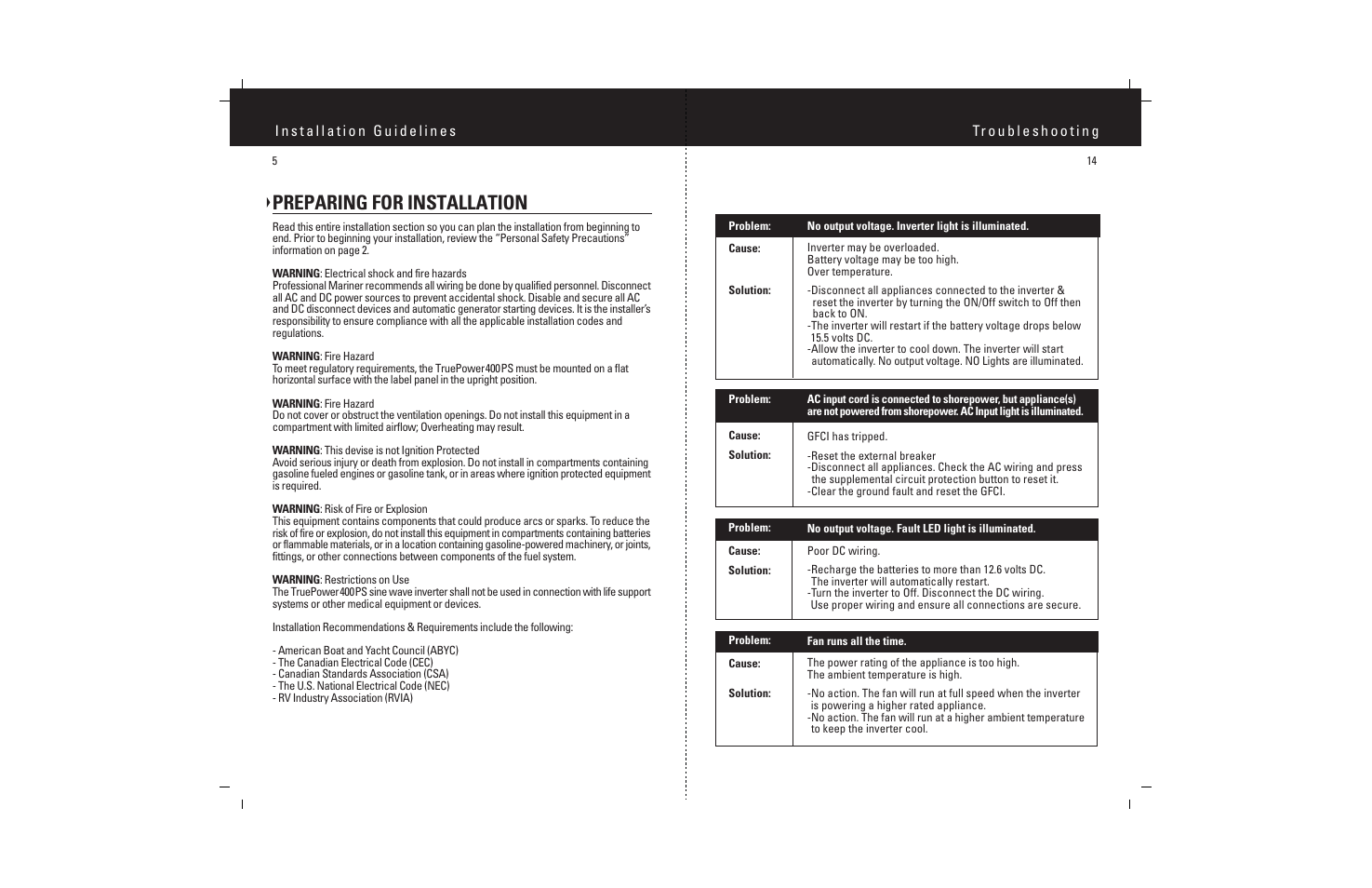 Preparing for installation | ProMariner TruePower 400PS User Manual | Page 7 / 11