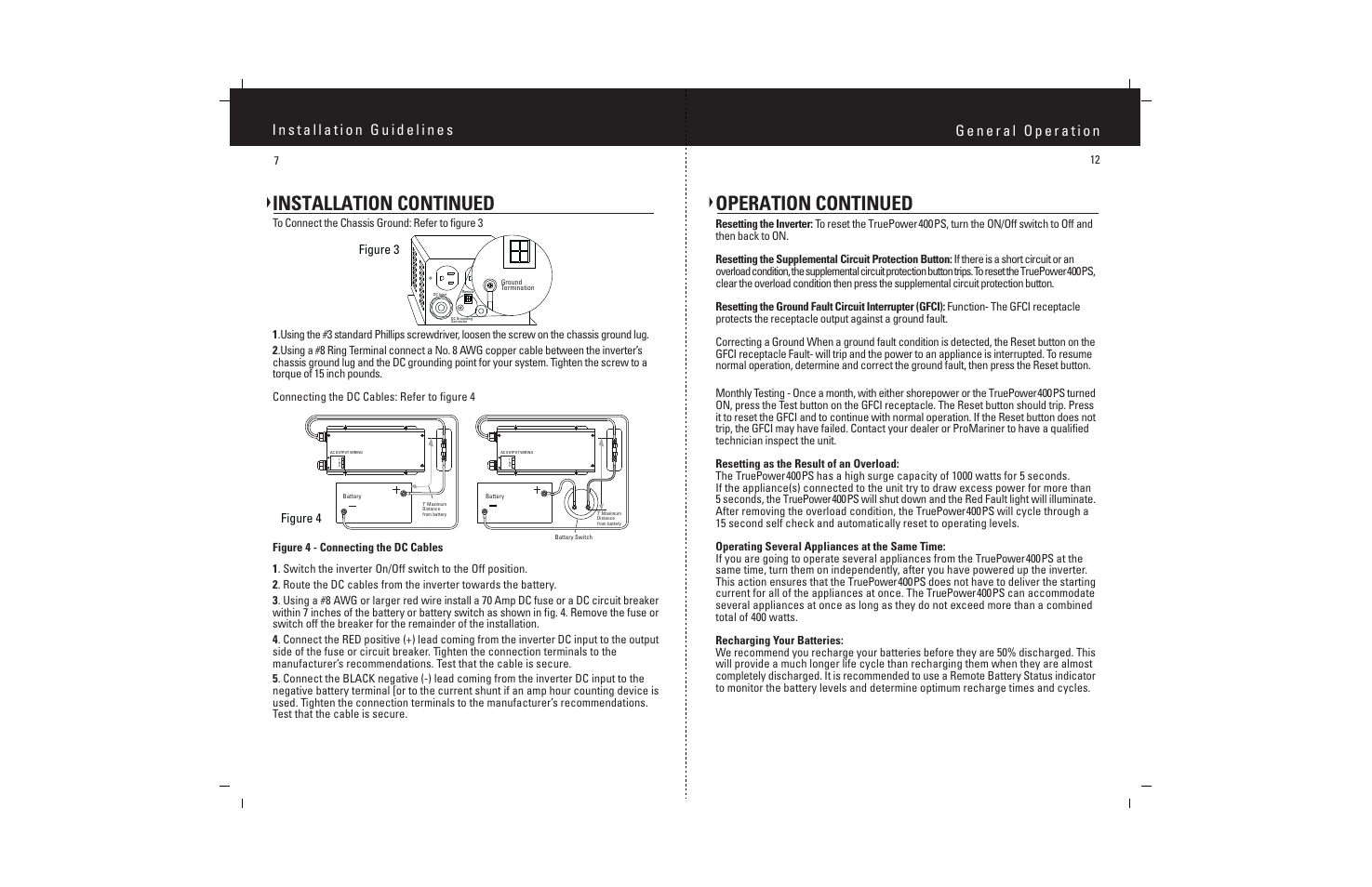 Installation continued, Operation continued, Figure 4 | Figure 3 | ProMariner TruePower 400PS User Manual | Page 9 / 11