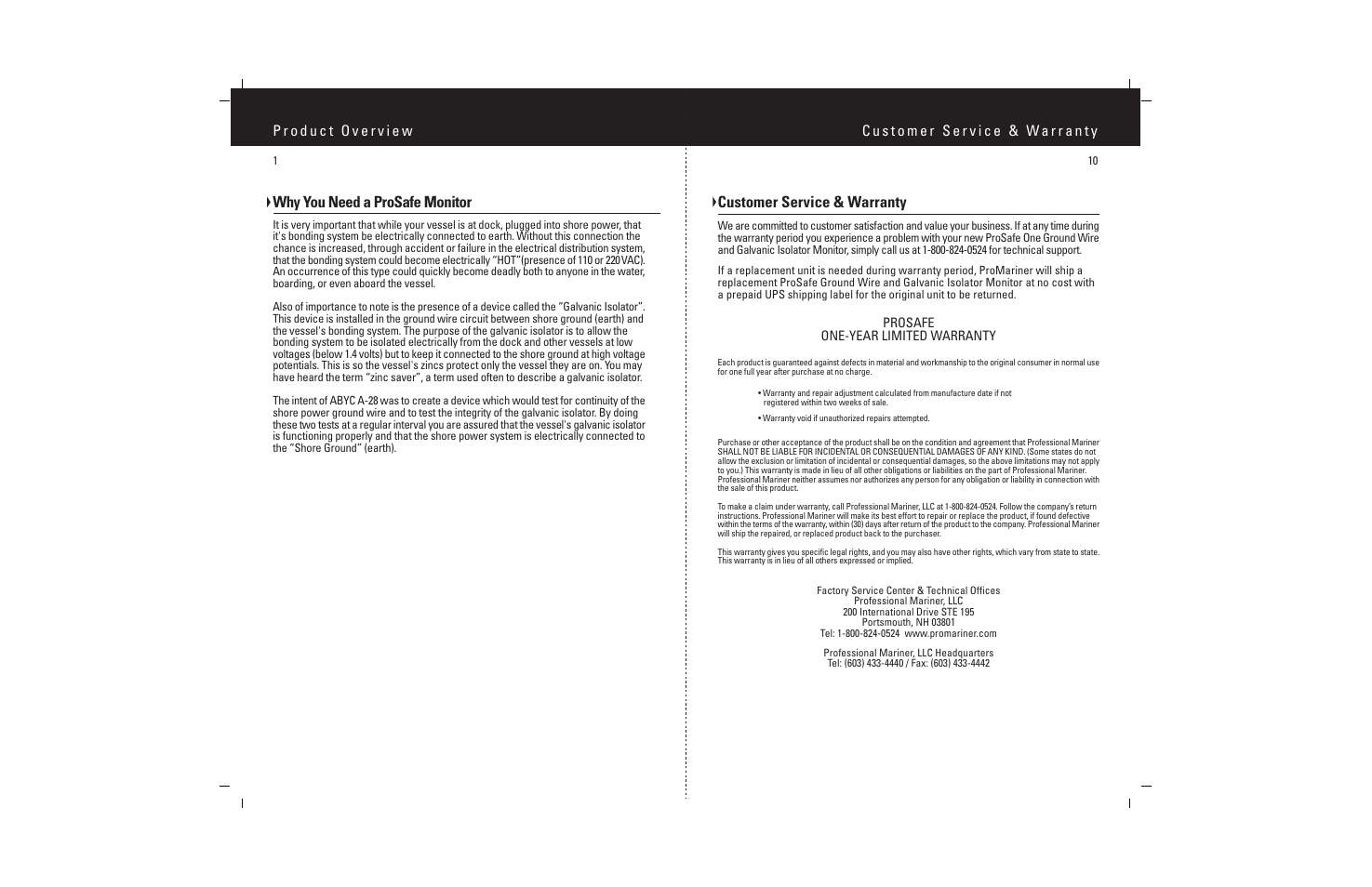 Why you need a prosafe monitor, Customer service & warranty | ProMariner ProSafe One User Manual | Page 3 / 7