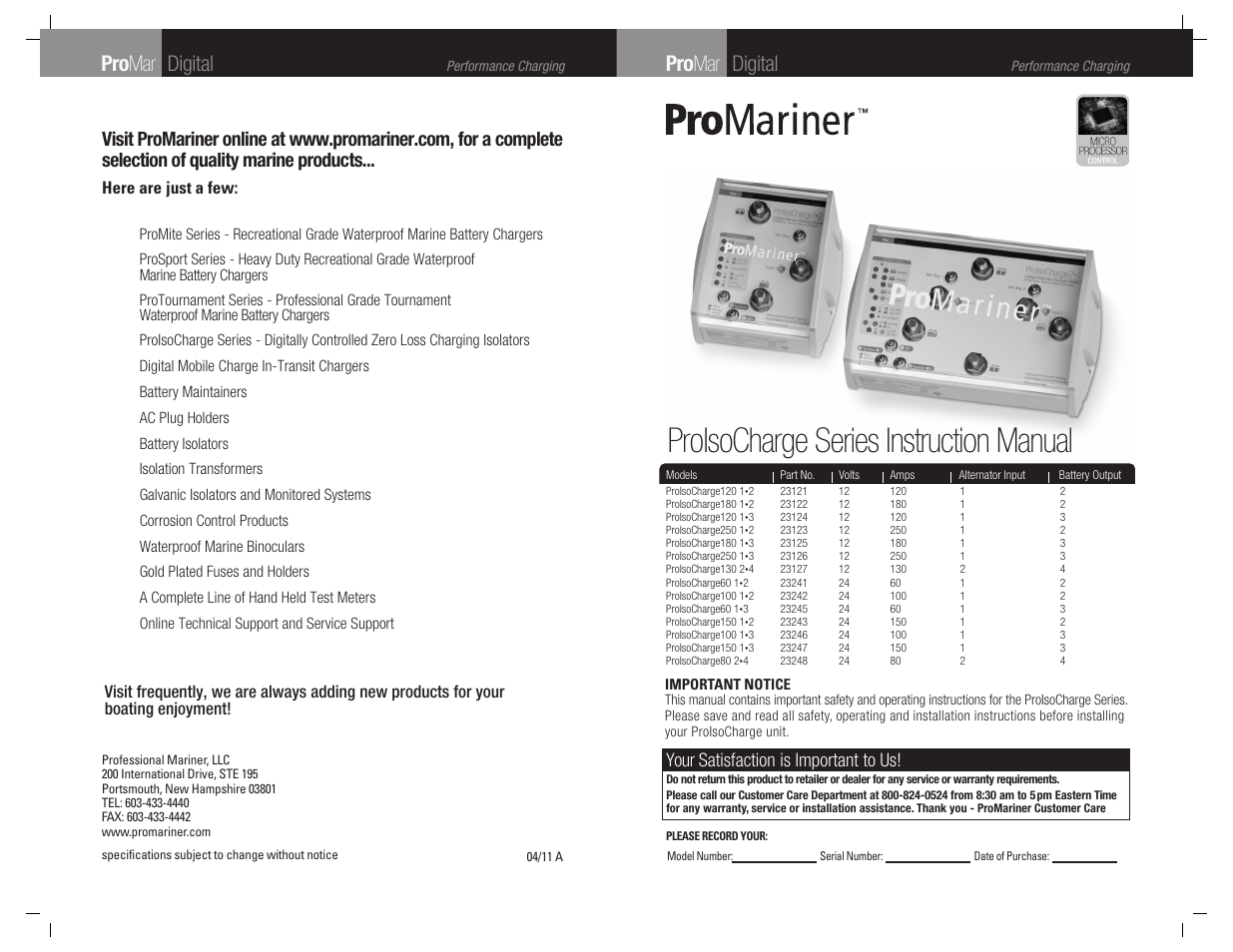 ProMariner ProIsoCharge User Manual | 8 pages