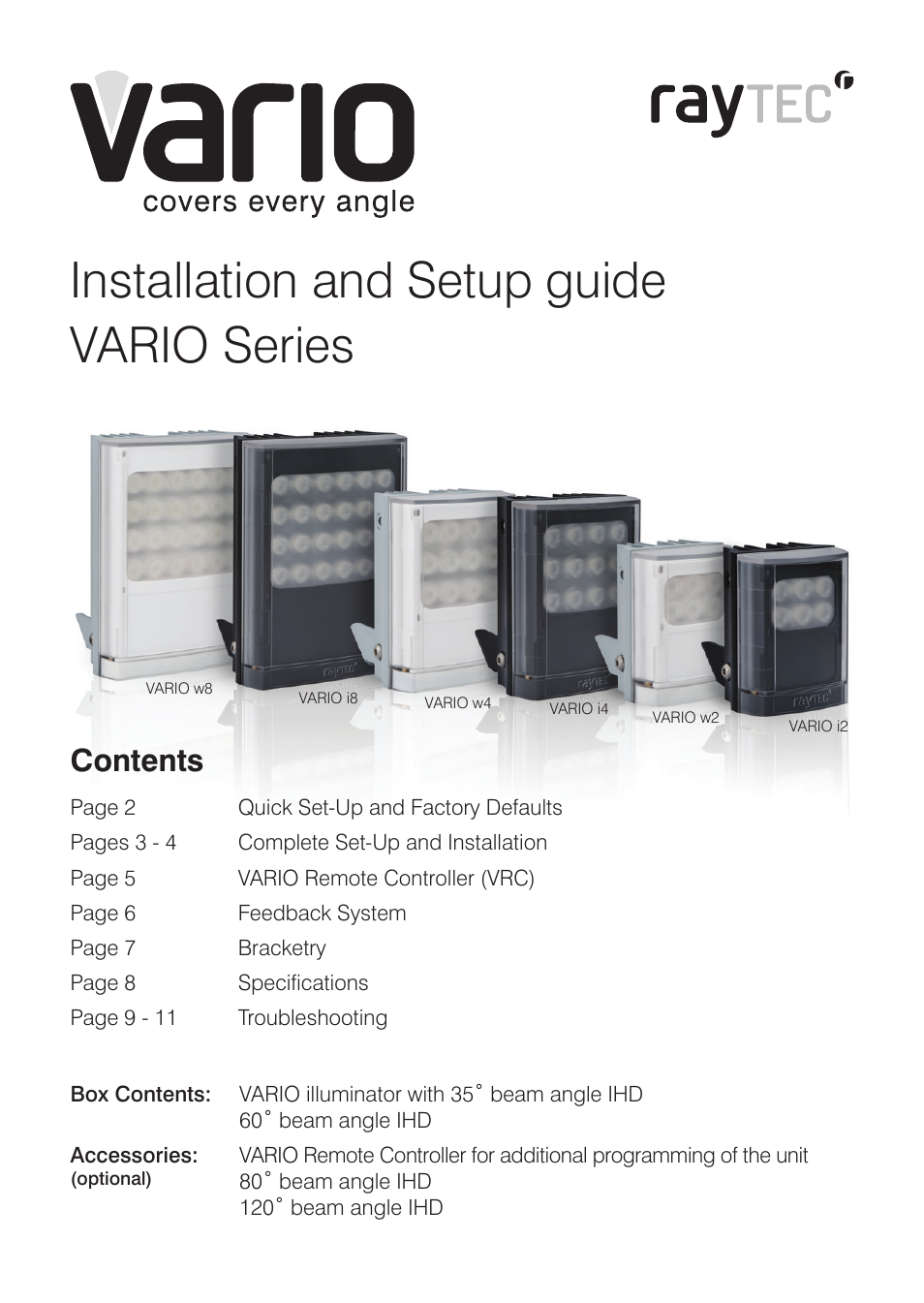 Raytec VARIO w2 User Manual | 12 pages