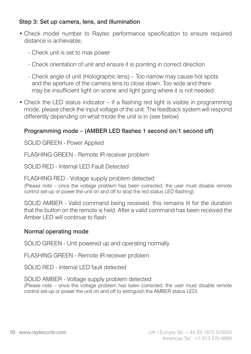 Raytec VARIO w2 User Manual | Page 10 / 12