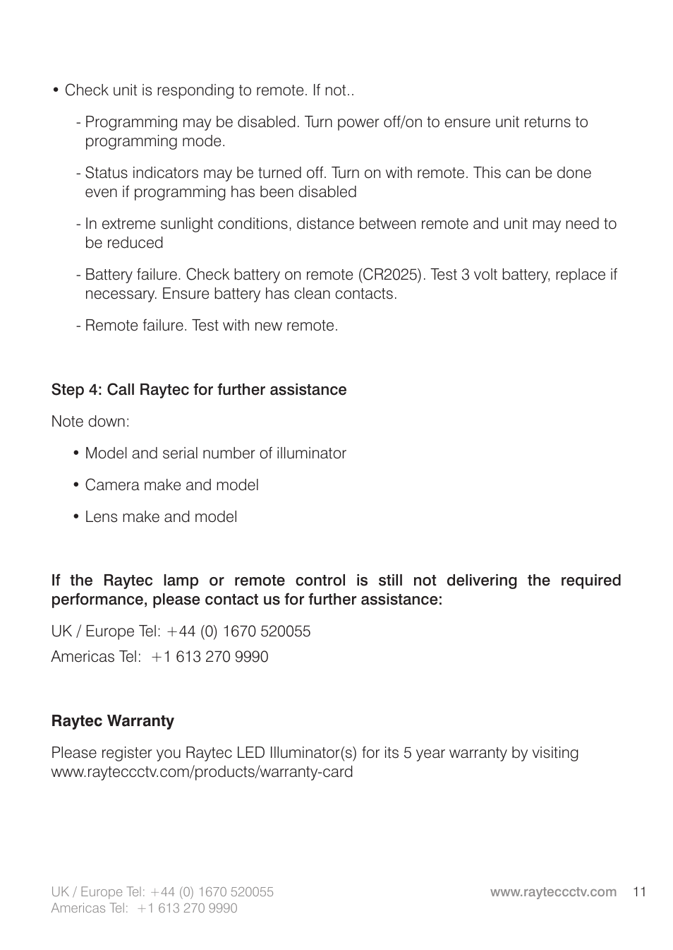 Raytec VARIO w2 User Manual | Page 11 / 12