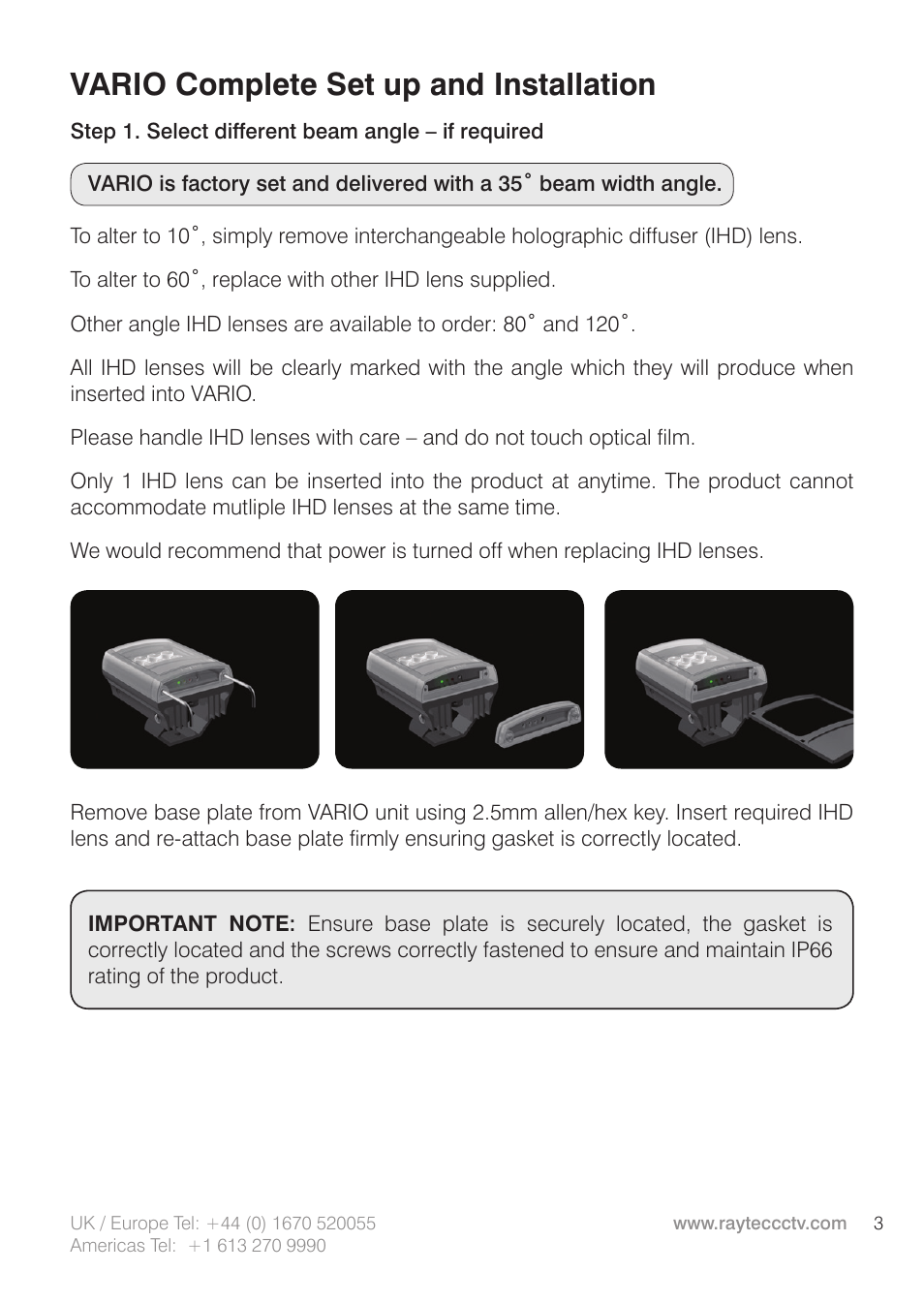 Vario complete set up and installation | Raytec VARIO w2 User Manual | Page 3 / 12