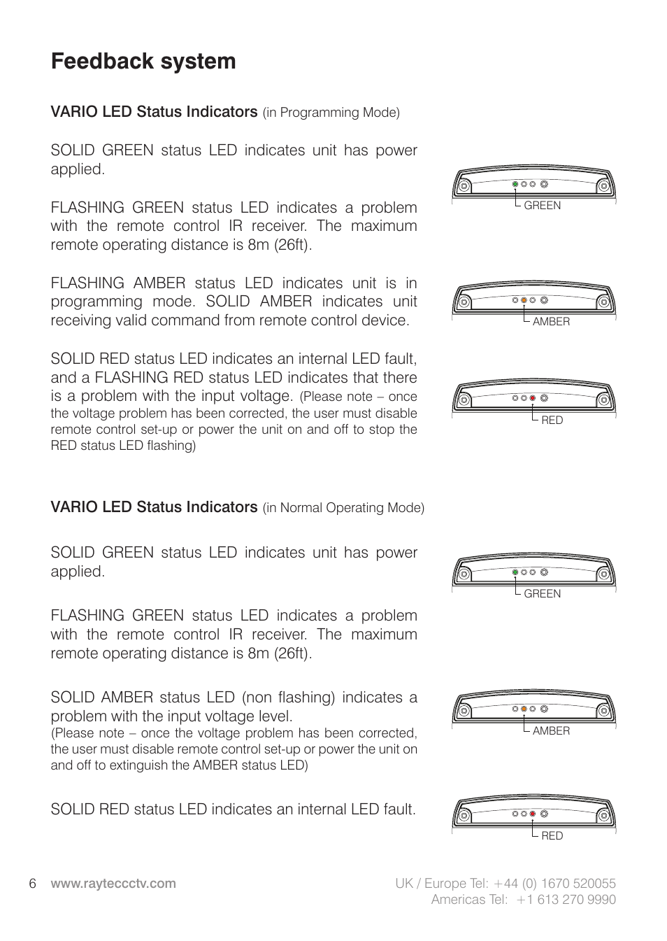 Feedback system | Raytec VARIO w2 User Manual | Page 6 / 12