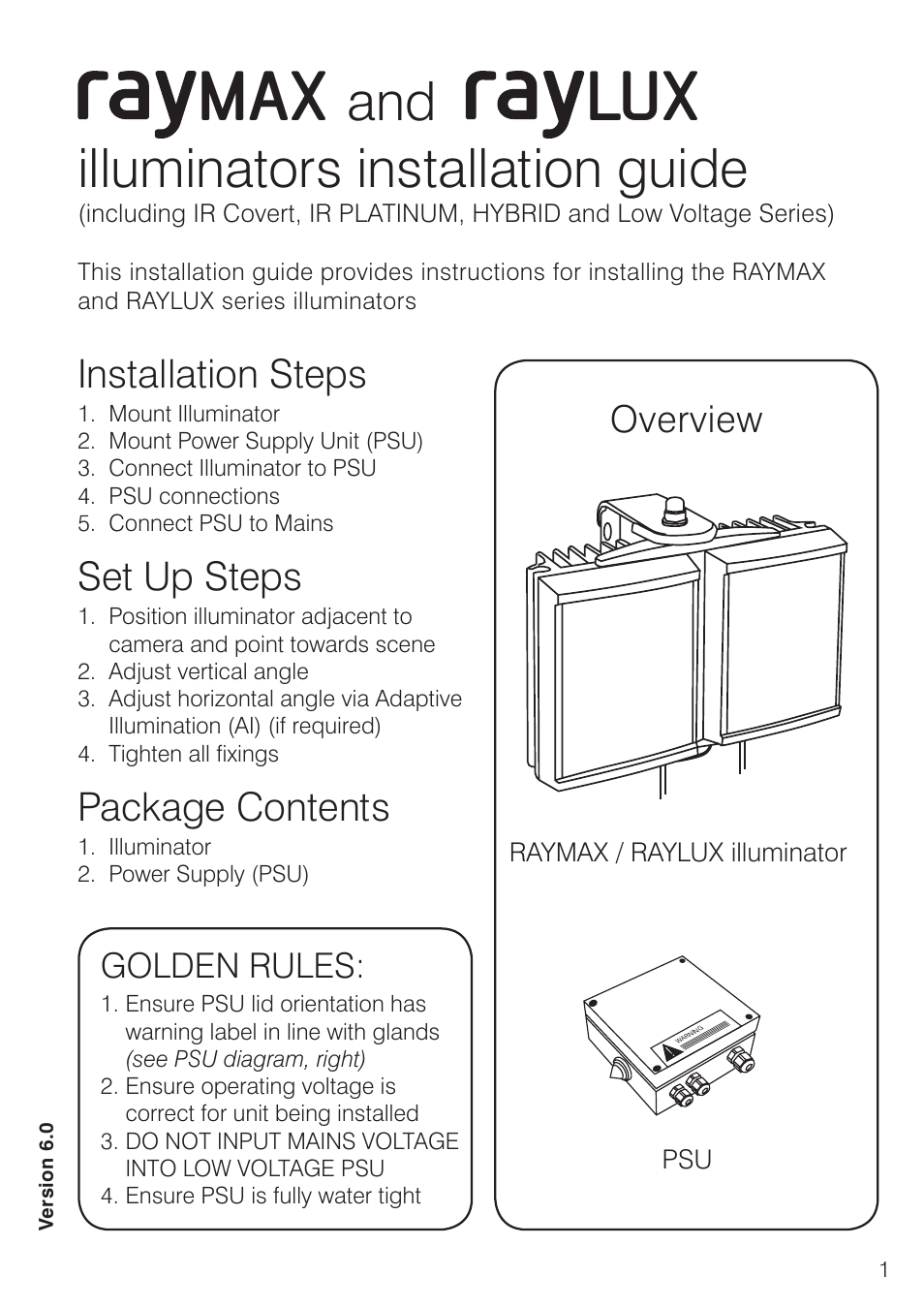 Raytec HYBRID 100 User Manual | 12 pages