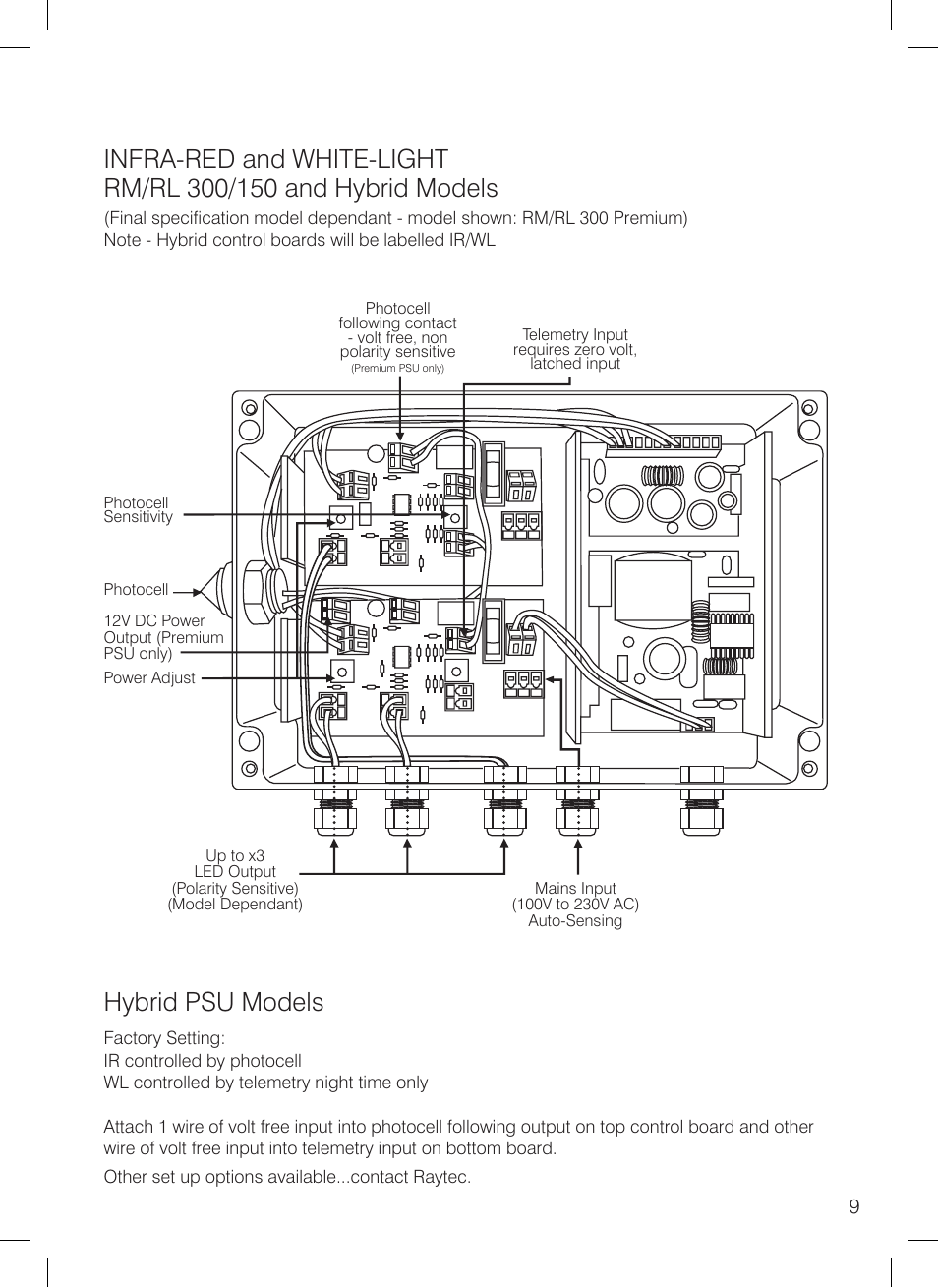 Hybrid psu models | Raytec RAYMAX 300 PLATINUM User Manual | Page 9 / 12