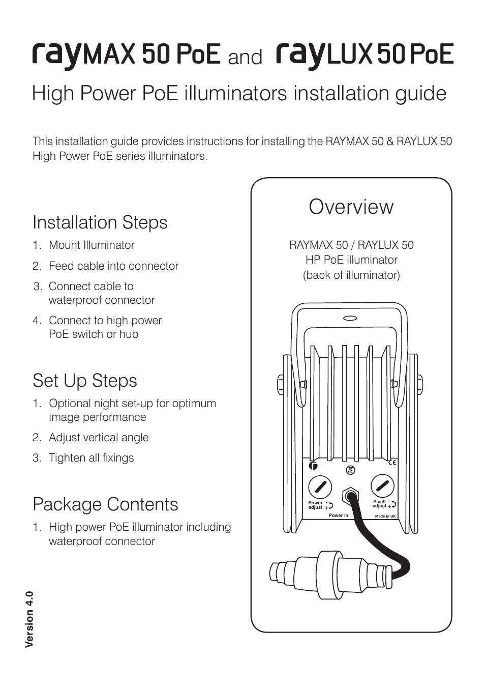 Raytec RAYLUX 50 HP PoE User Manual | 6 pages